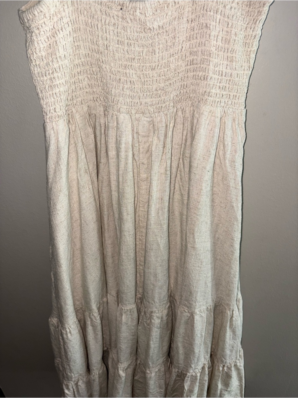 Aakaa -Oatmeal Beige Textured Linen-Blend Dress - Picture 6 of 6